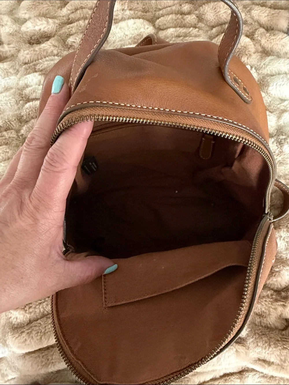 Frye Cognac Brown Leather Mini Backpack